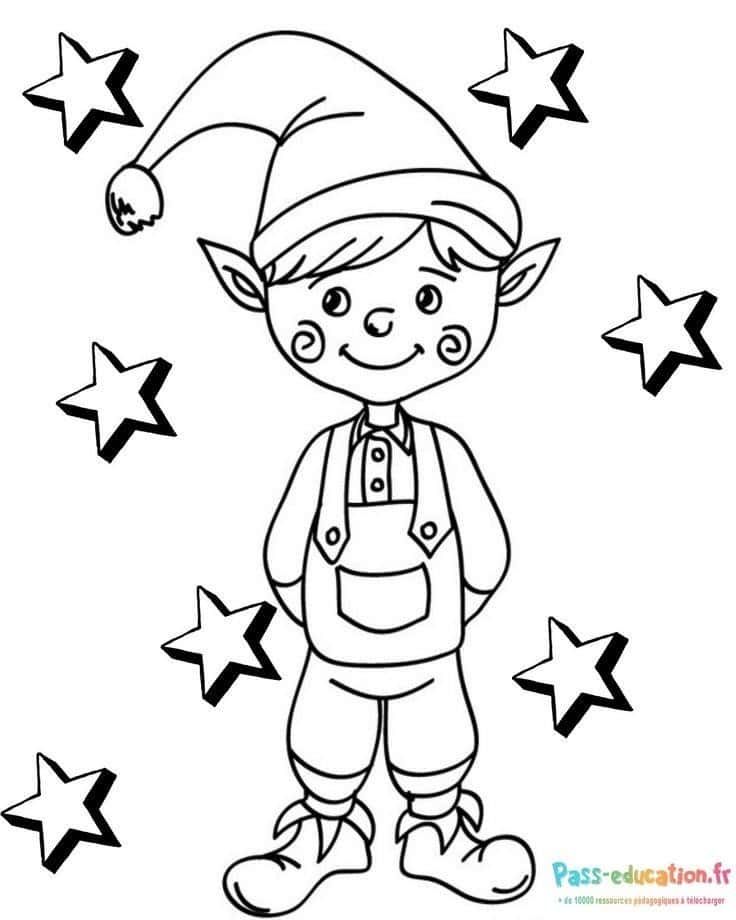 Coloriage Lutin de Noël à imprimer et colorier