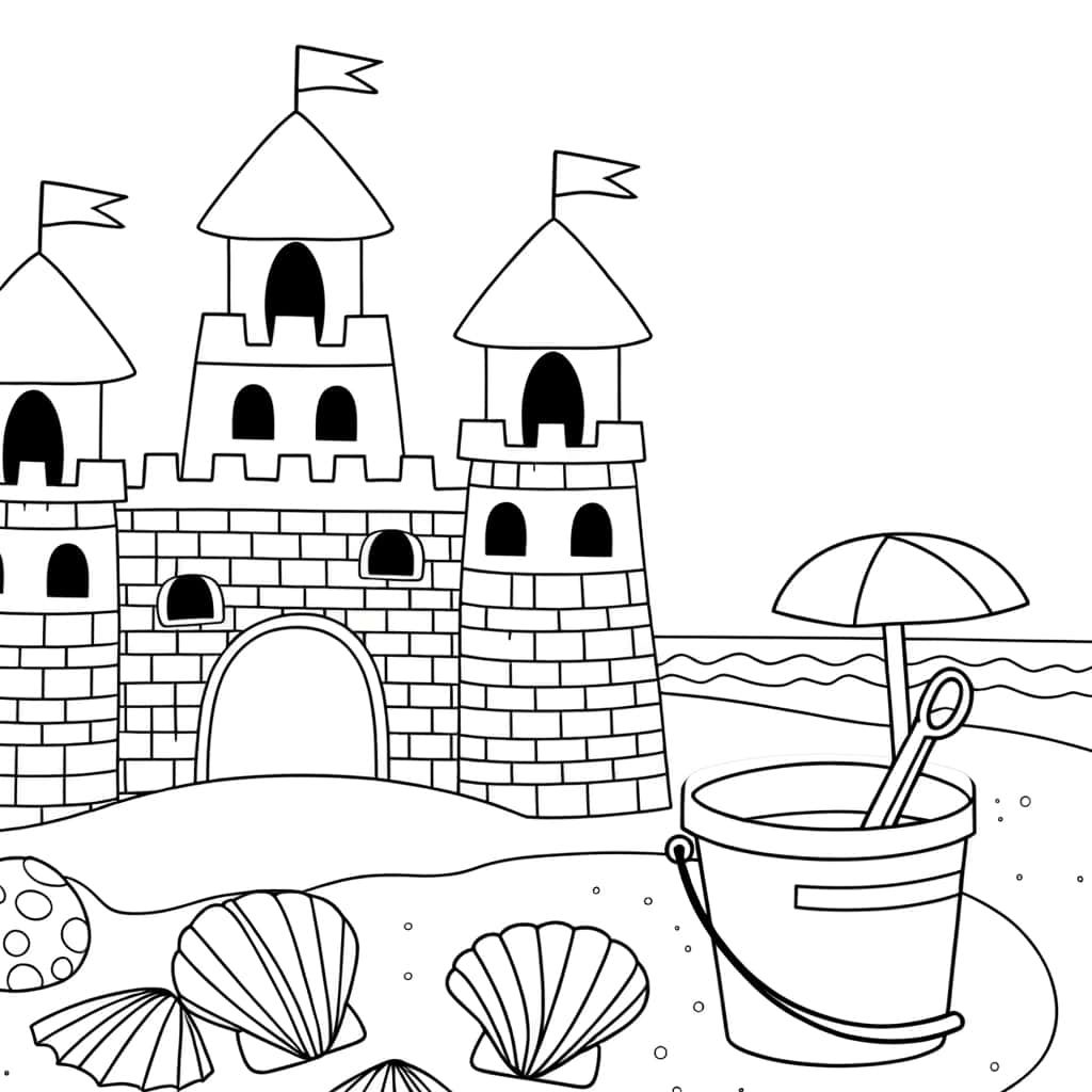 Coloriage Château de sable à imprimer et colorier