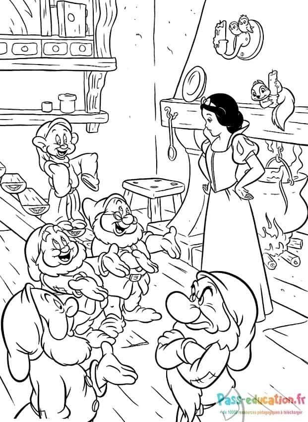 Coloriage Blanche Neige et les Nains à imprimer et colorier