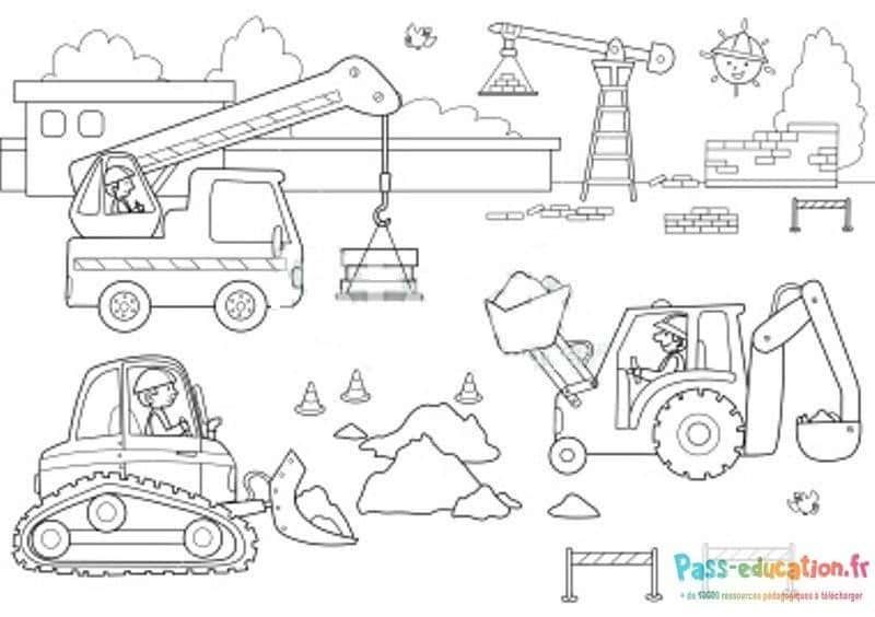 Coloriage Scène de construction à imprimer et colorier