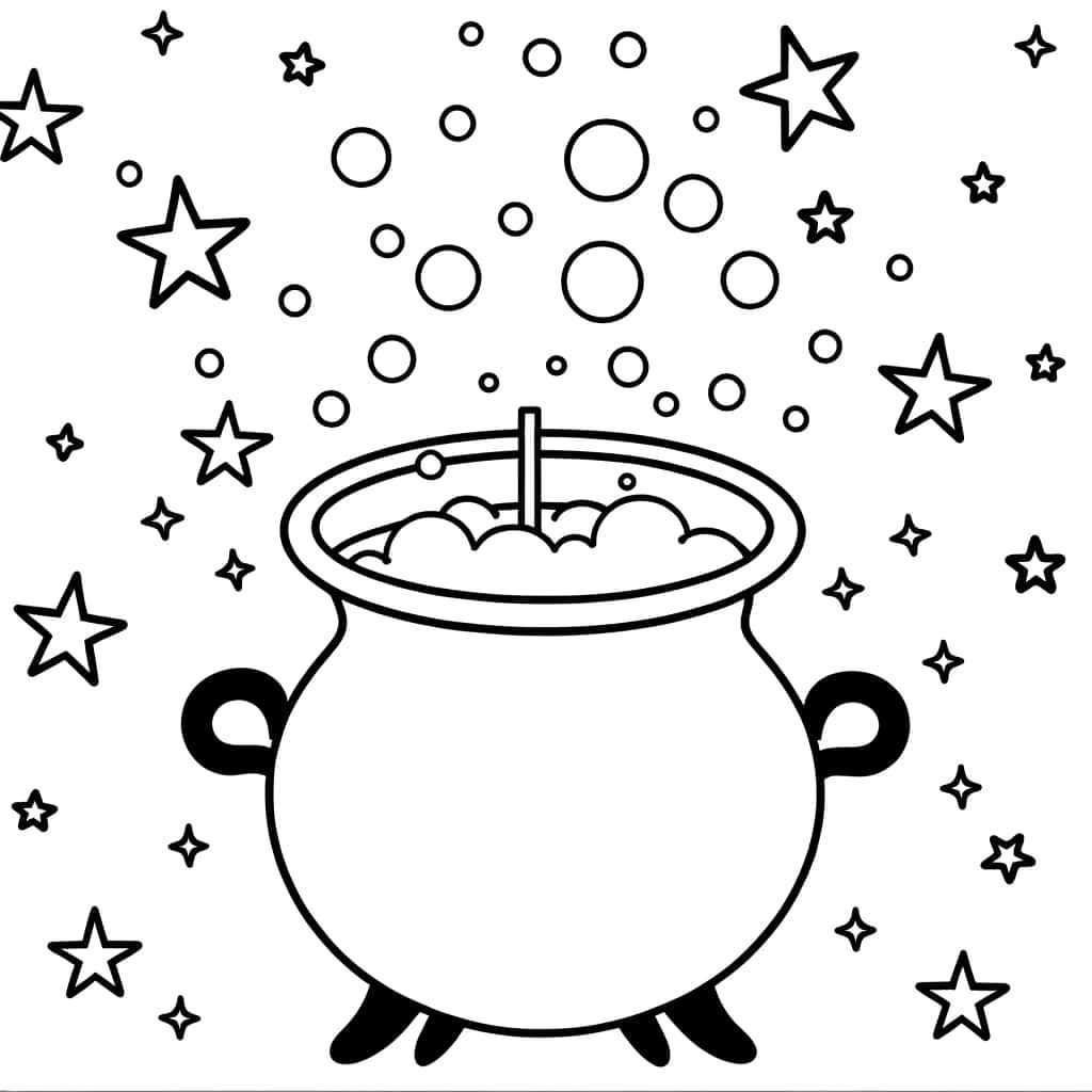 Coloriage Chaudron magique à imprimer et colorier
