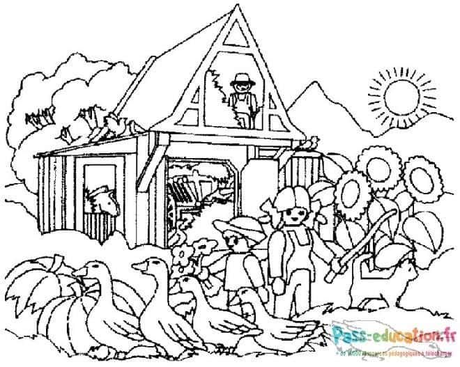 Coloriage Ferme animée à imprimer et colorier