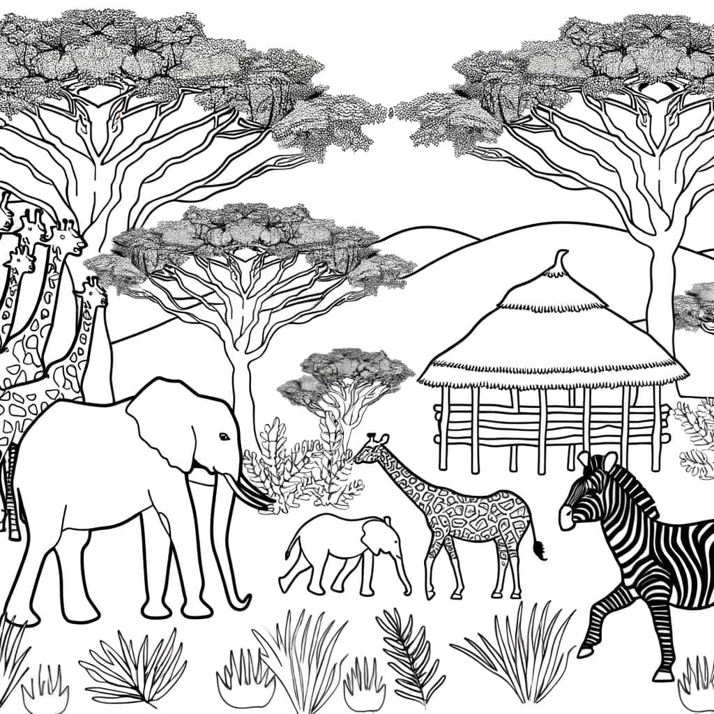 Coloriage Savane africaine à imprimer et colorier