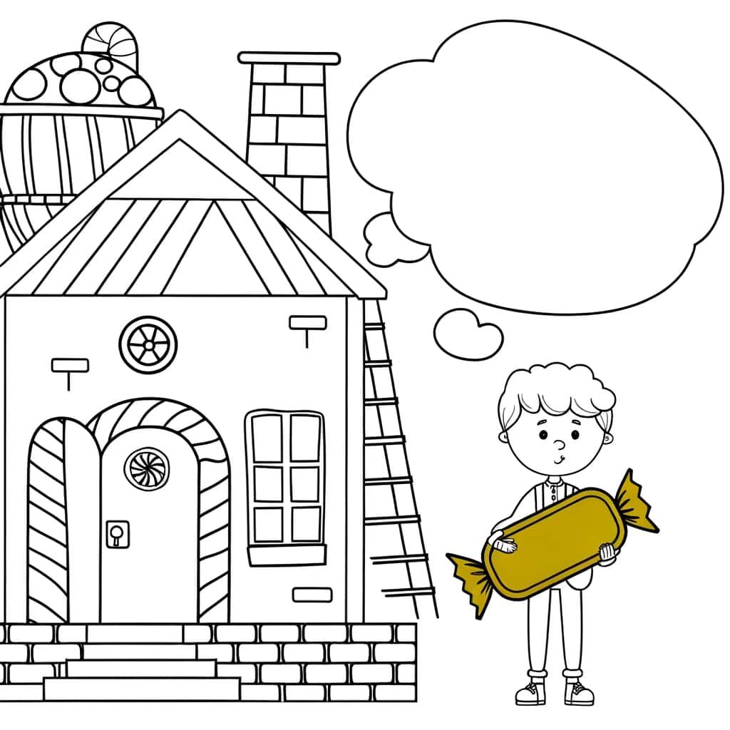 Coloriage Maison et enfant gourmand à imprimer et colorier