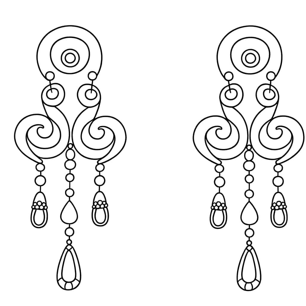 Coloriage Boucles d'oreilles baroques à imprimer et colorier