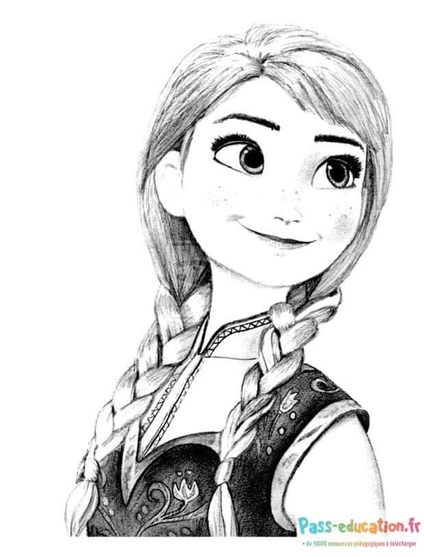 Coloriage Anna de dos à imprimer et colorier