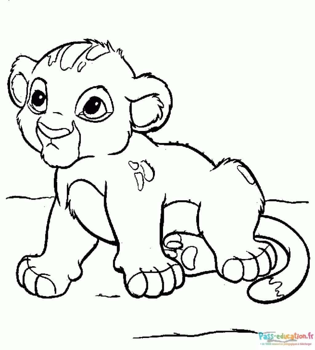 Coloriage Petit lion à imprimer et colorier