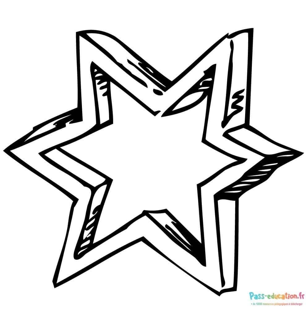 Coloriage Étoile en 3D à imprimer et colorier