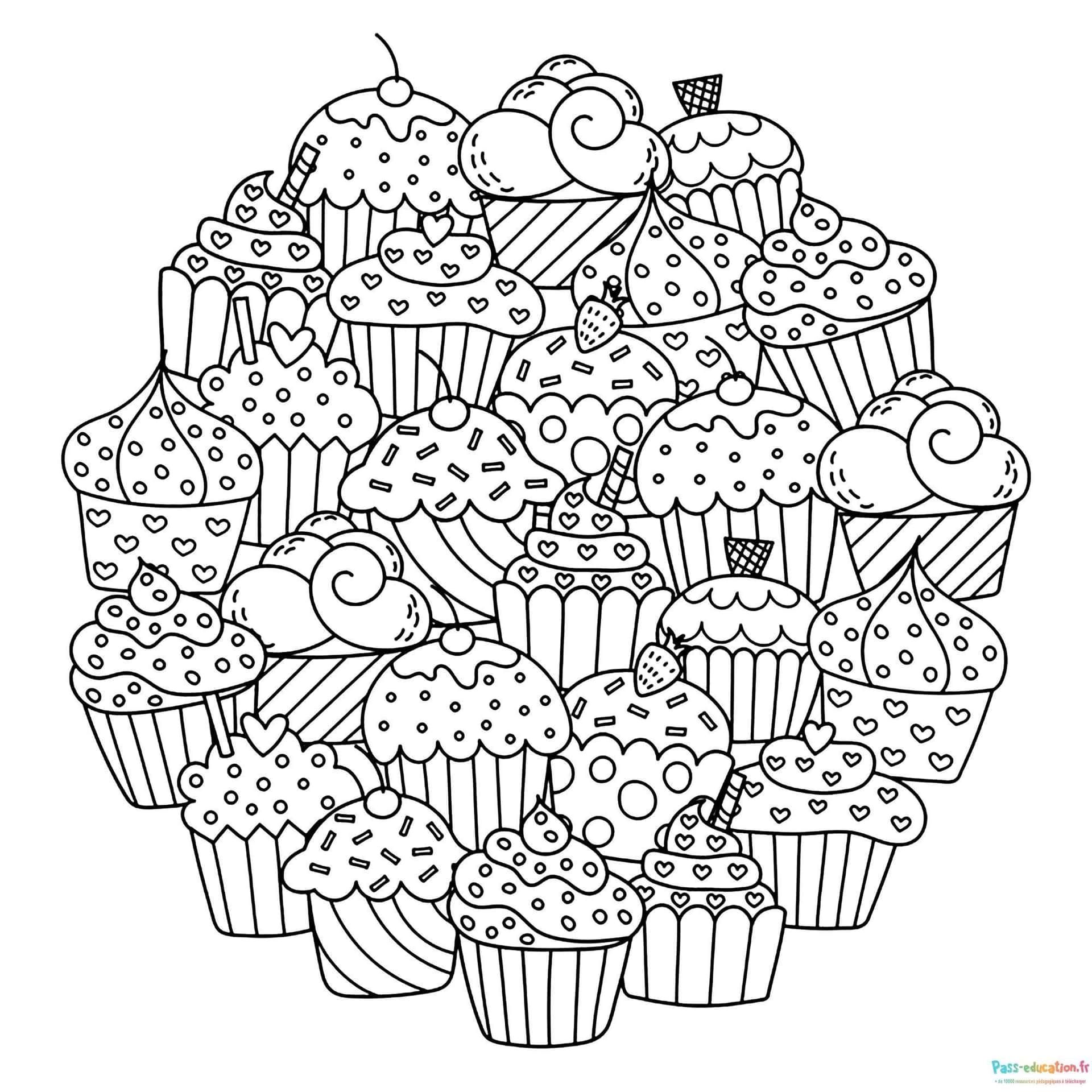 Coloriage Festival de cupcakes à imprimer et colorier