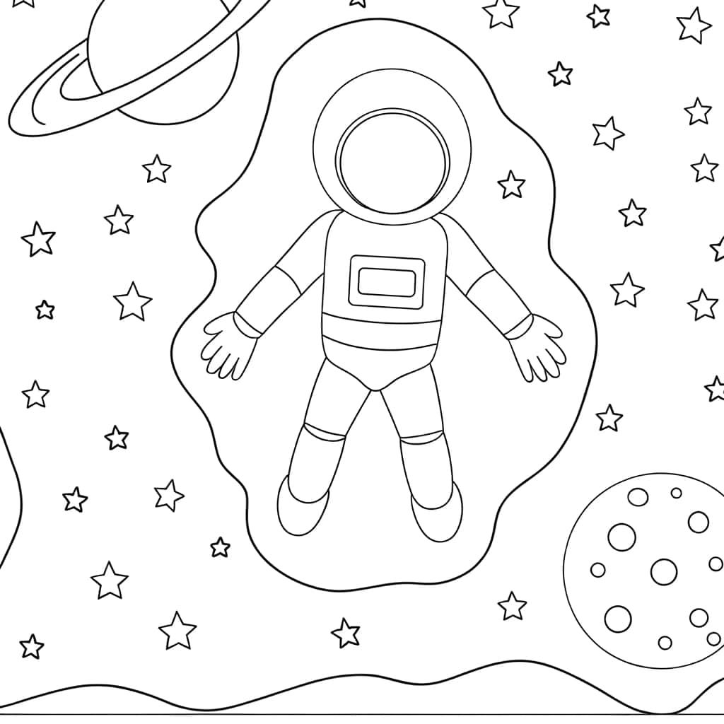 Coloriage Astronaute dans l'espace à imprimer et colorier