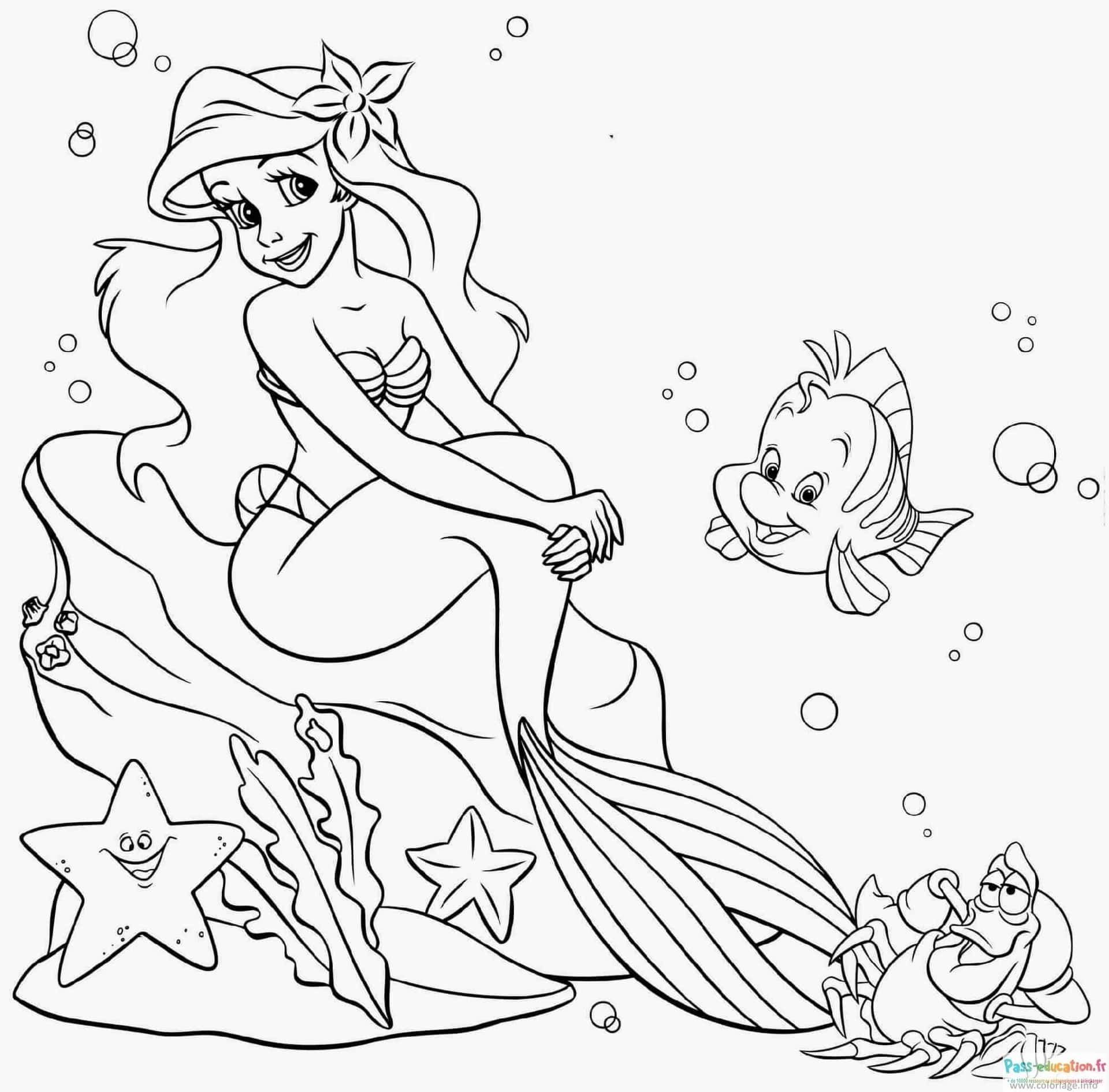 Coloriage Ariel et amis à imprimer et colorier