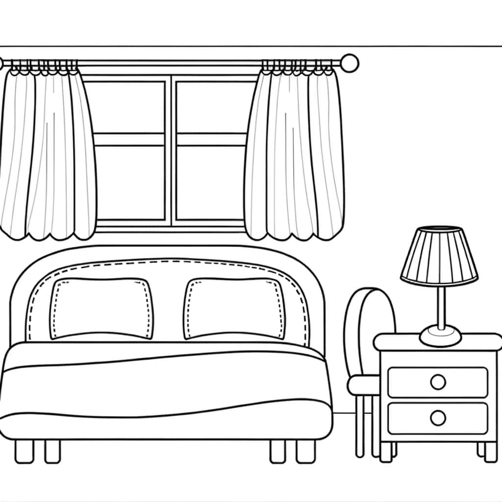 Coloriage Chambre à coucher à imprimer et colorier