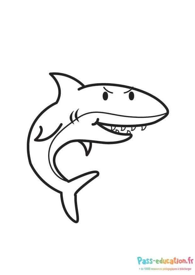 Coloriage Requin souriant à imprimer et colorier