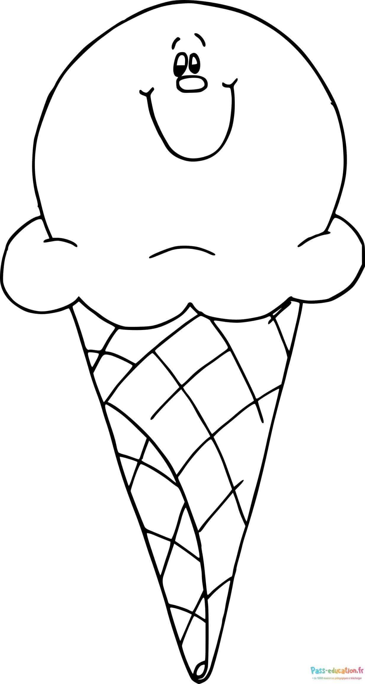Coloriage Glace souriante à imprimer et colorier
