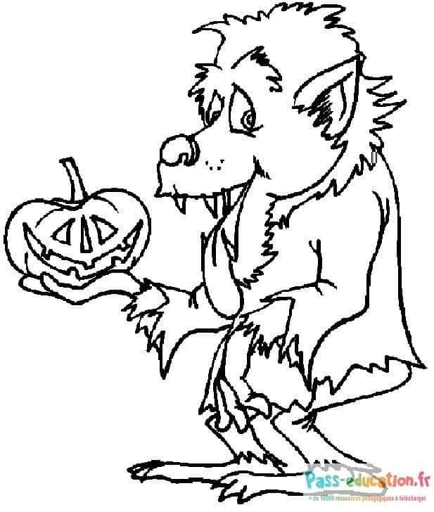 Coloriage Loup-garou Halloween à imprimer et colorier
