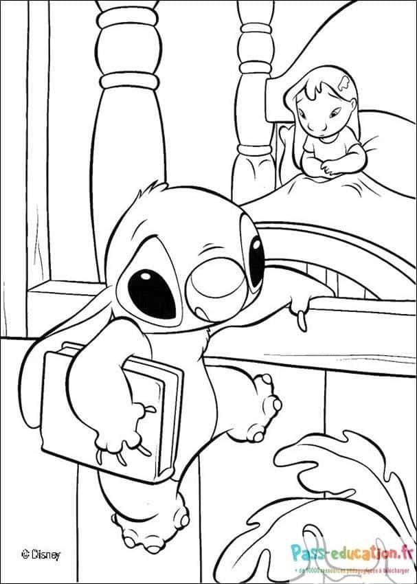 Coloriage Stitch et l'Amie à imprimer et colorier