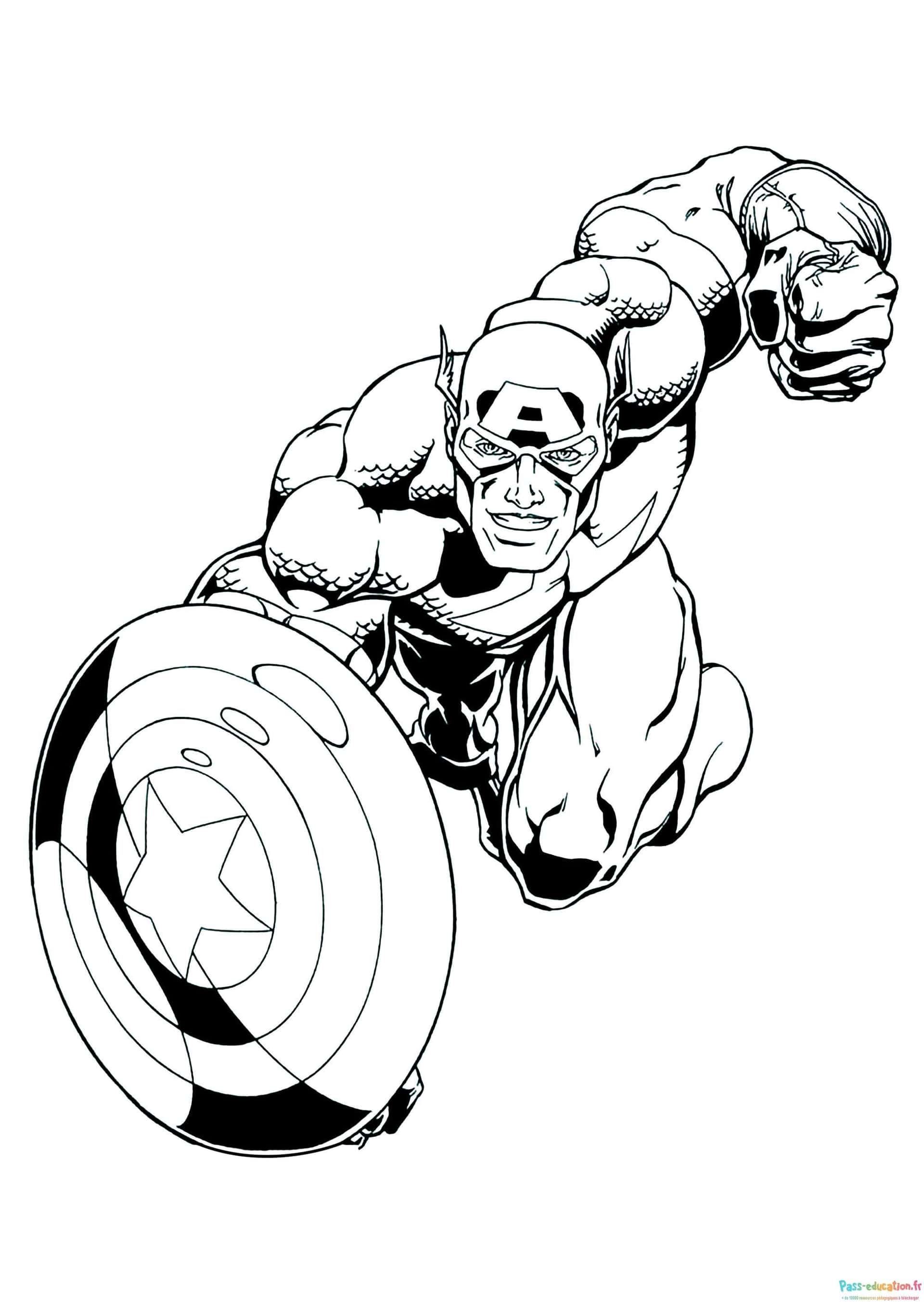 Coloriage Captain America prêt au combat à imprimer et colorier