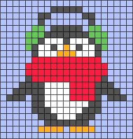 Coloriage Pinguoin de Noël à imprimer et colorier