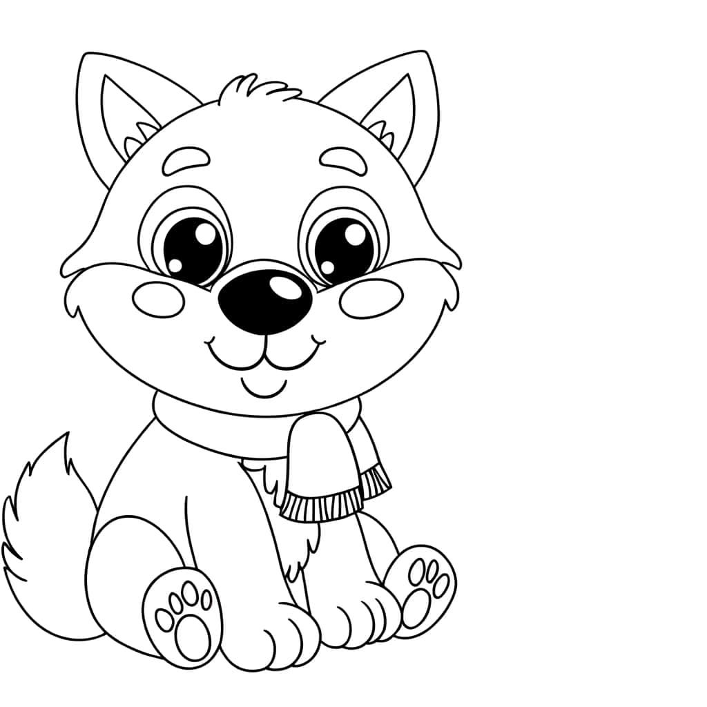 Coloriage Bébé loup à imprimer et colorier