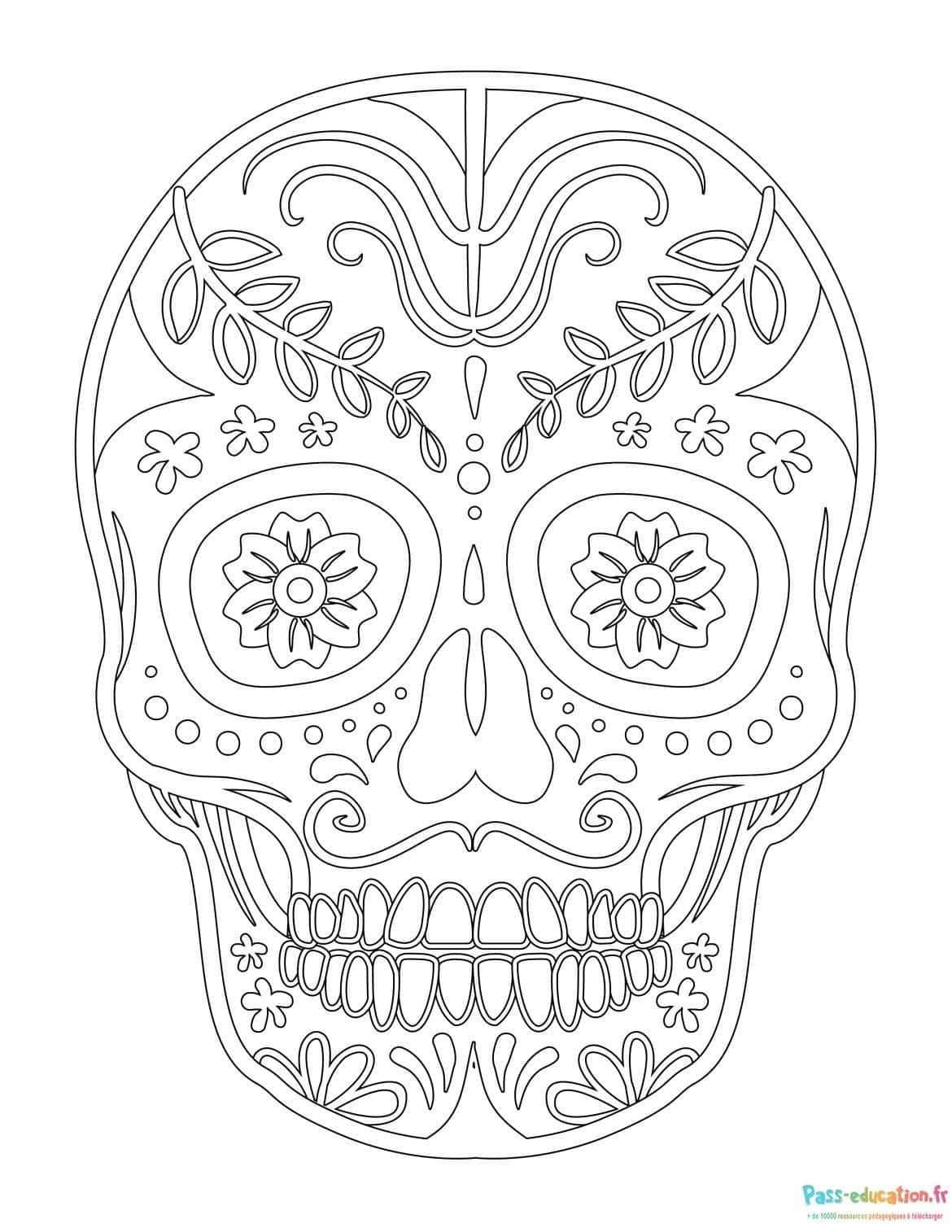 Coloriage Crâne décoré à imprimer et colorier
