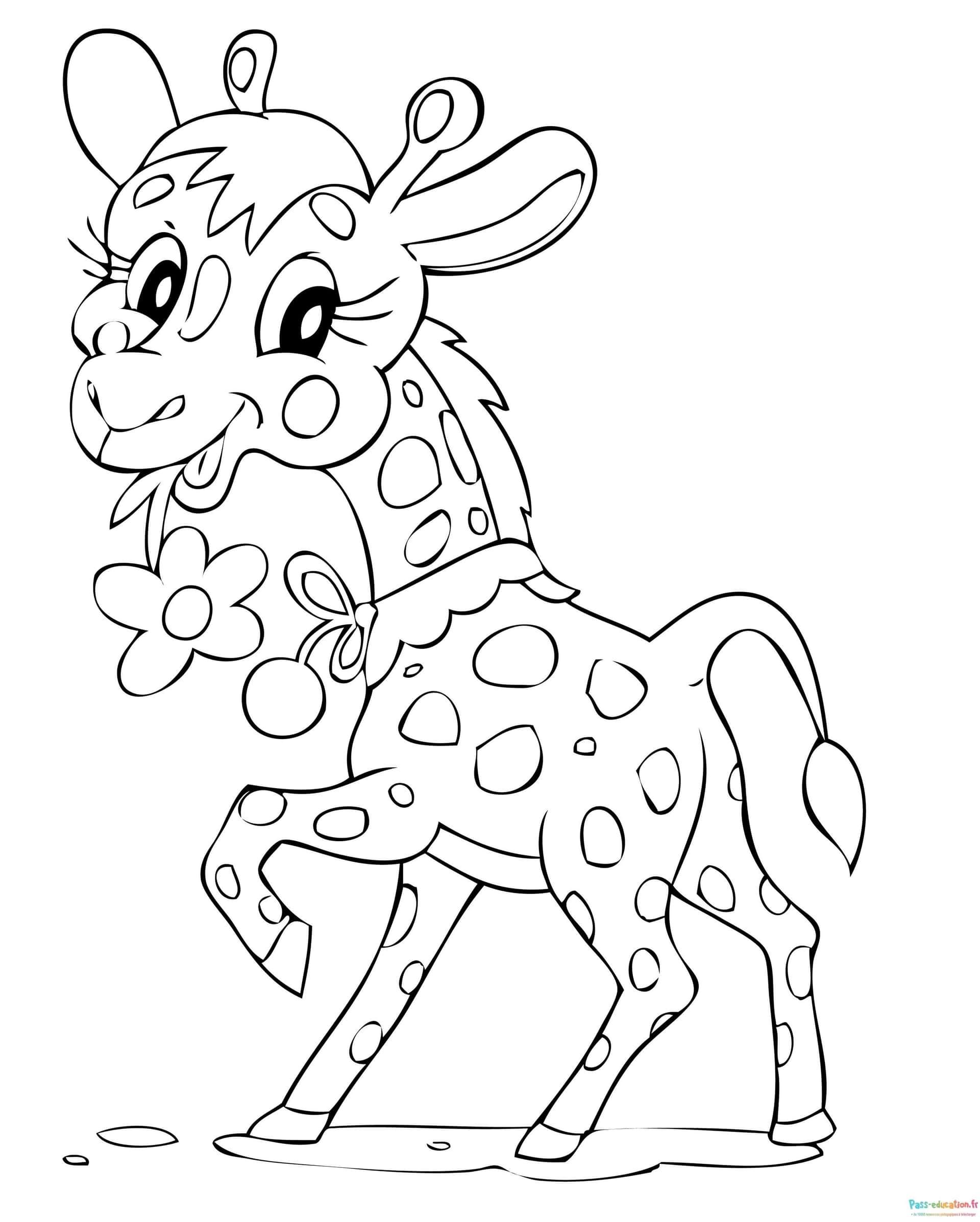Coloriage Girafe joyeuse à imprimer et colorier