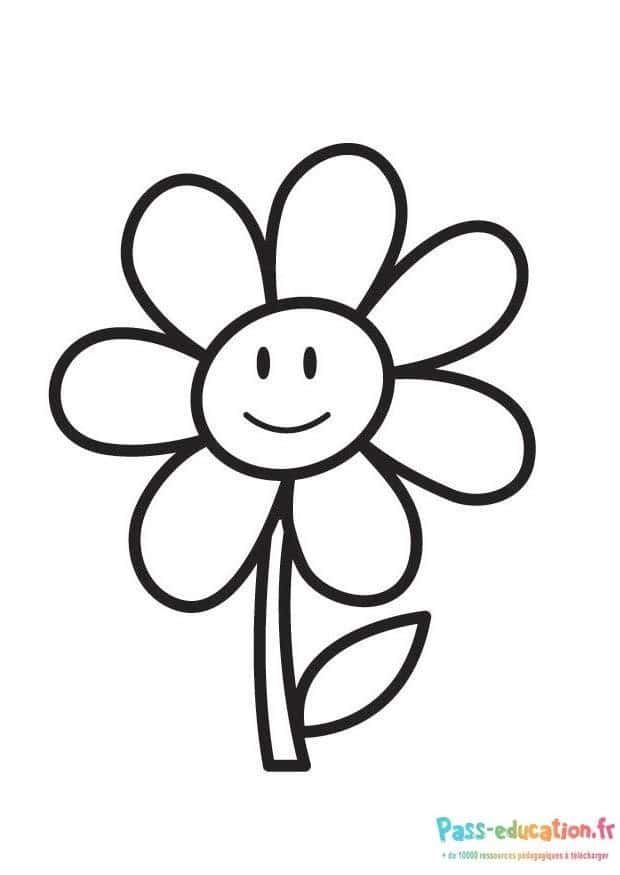 Coloriage Fleur souriante à imprimer et colorier