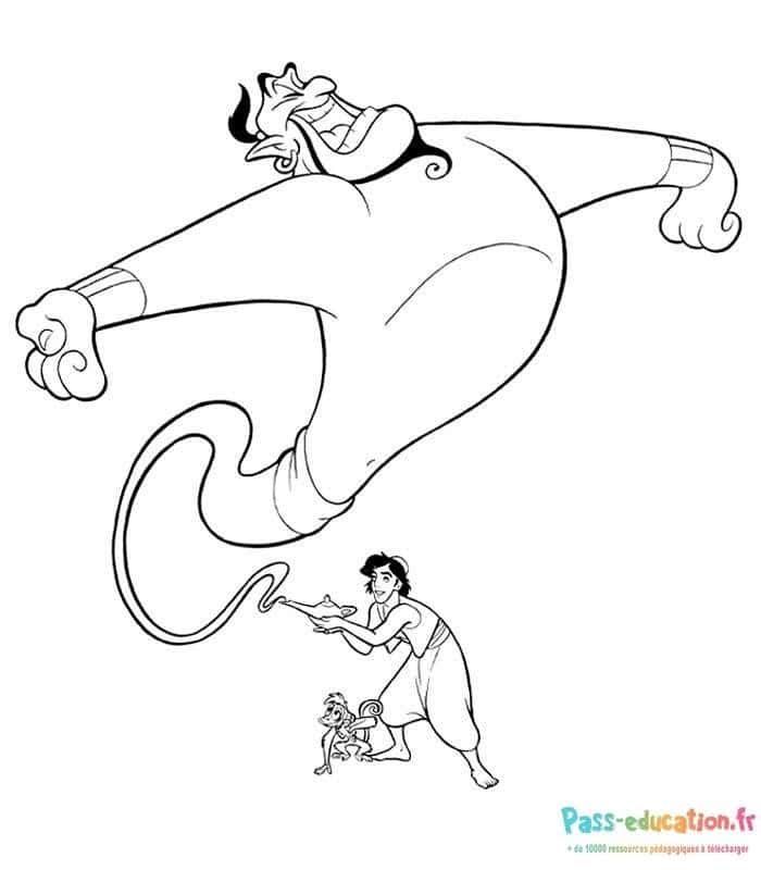 Coloriage Aladdin et le Génie à imprimer et colorier