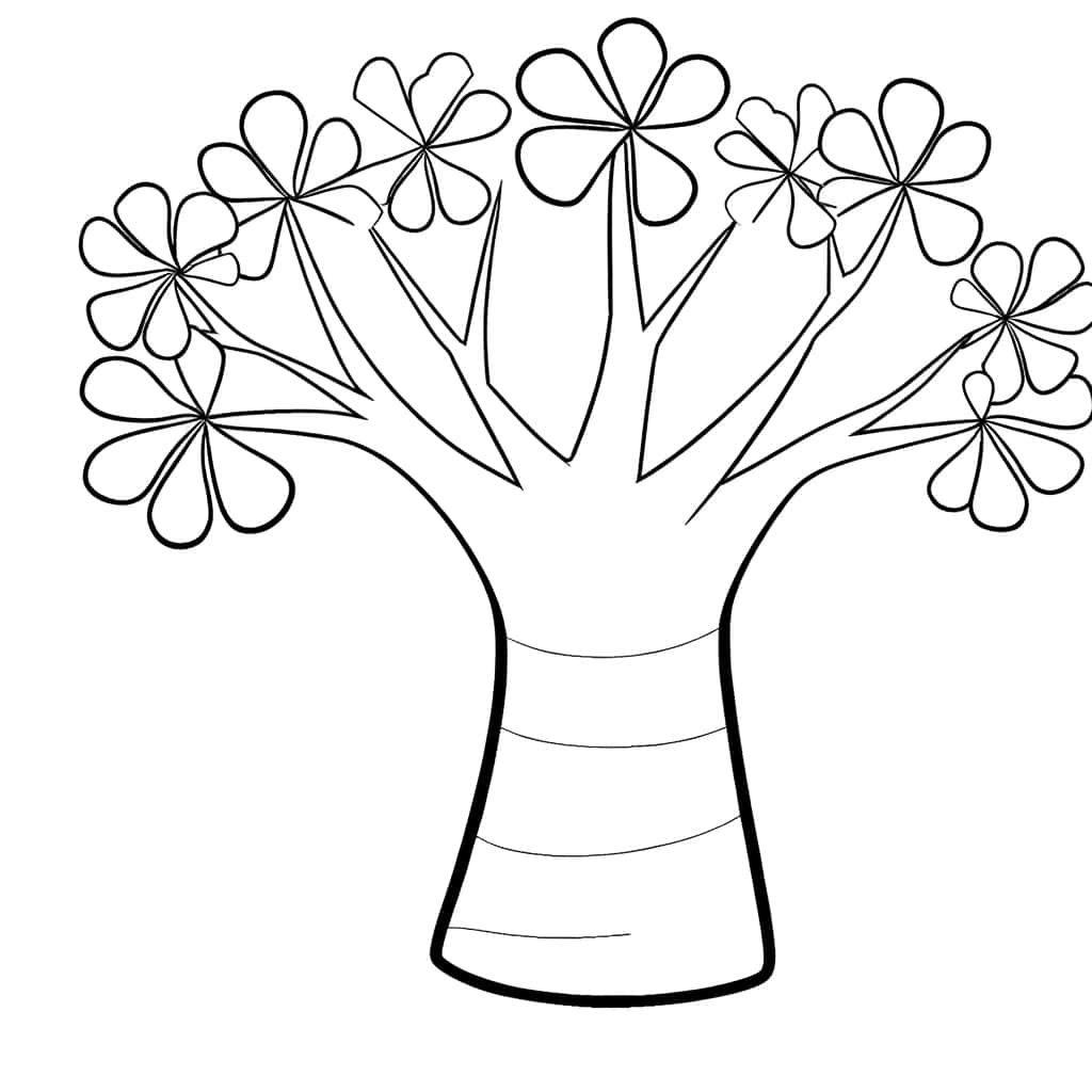 Coloriage Baobab stylisé à imprimer et colorier