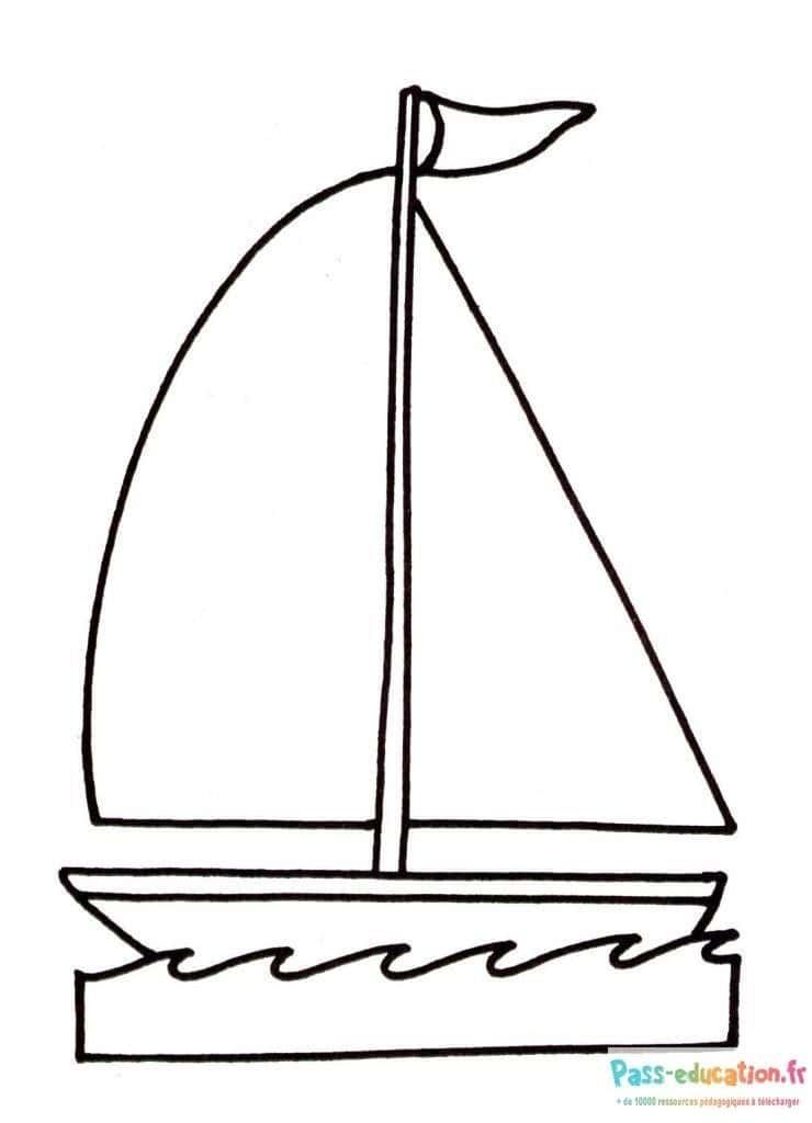 Coloriage Voilier en mer à imprimer et colorier
