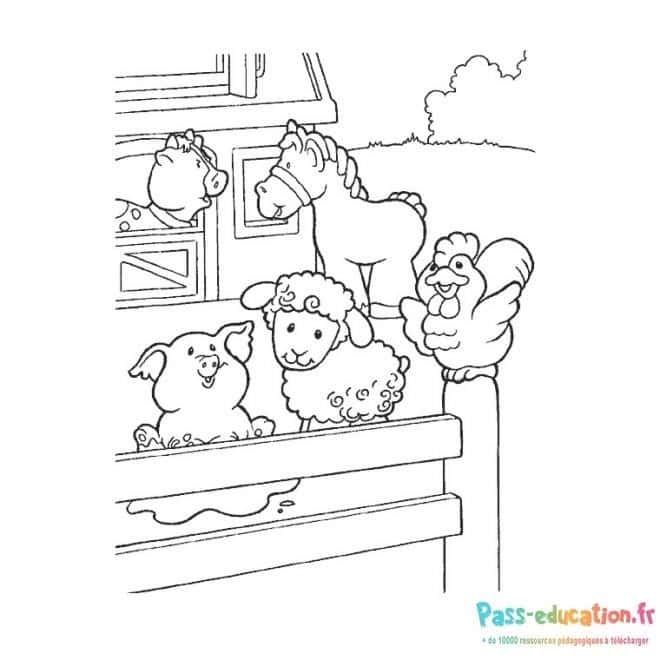 Coloriage Animaux à la fenêtre à imprimer et colorier