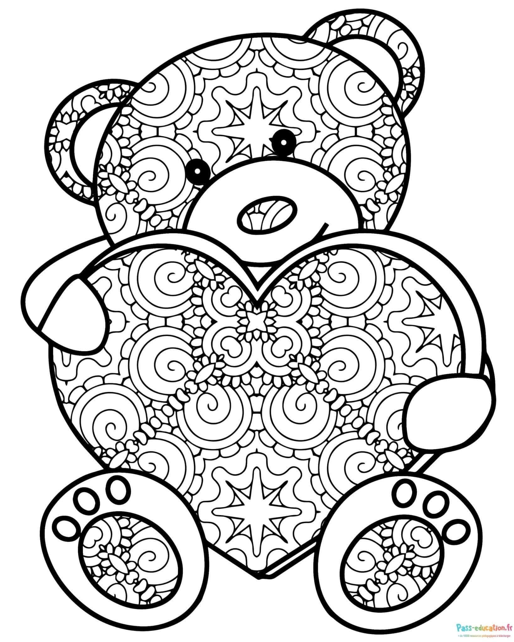 Coloriage Ours mandala à imprimer et colorier