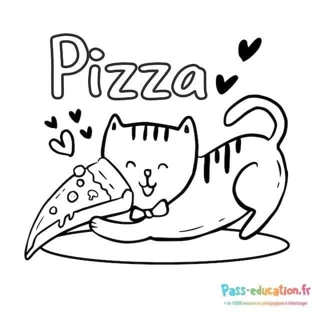 Coloriage Chat gourmand à imprimer et colorier
