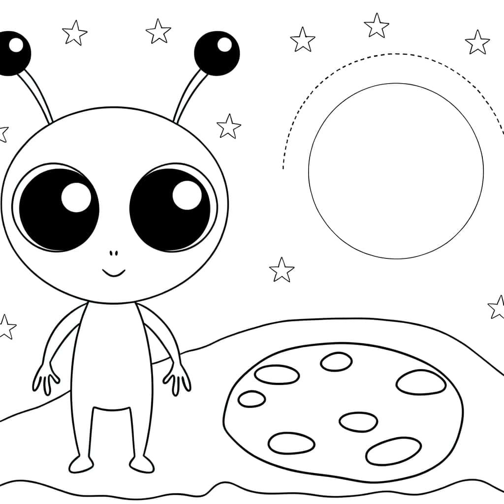 Coloriage Alien mignon à imprimer et colorier