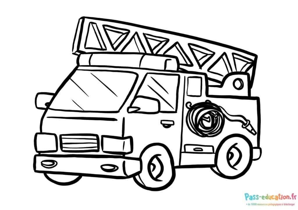 Coloriage Camion de pompiers à imprimer et colorier