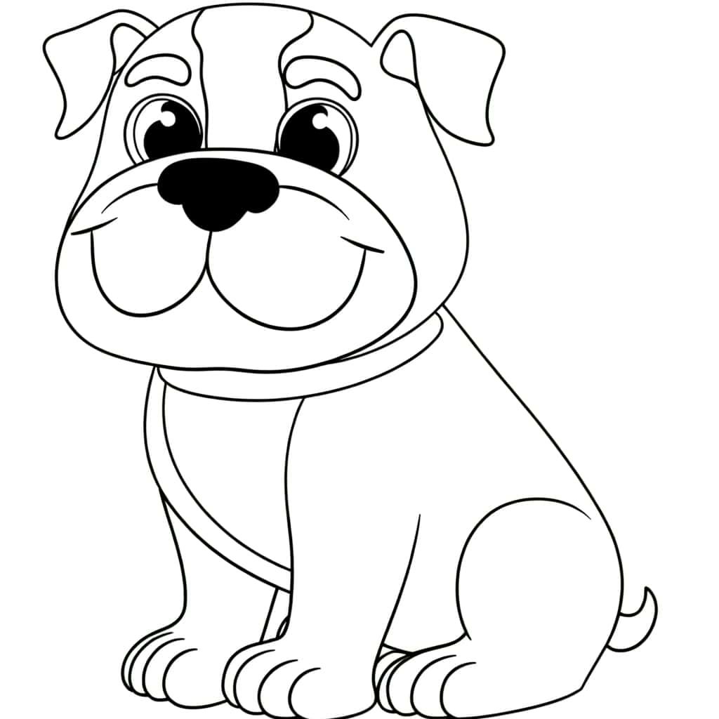 Coloriage Bouledogue mignon à imprimer et colorier