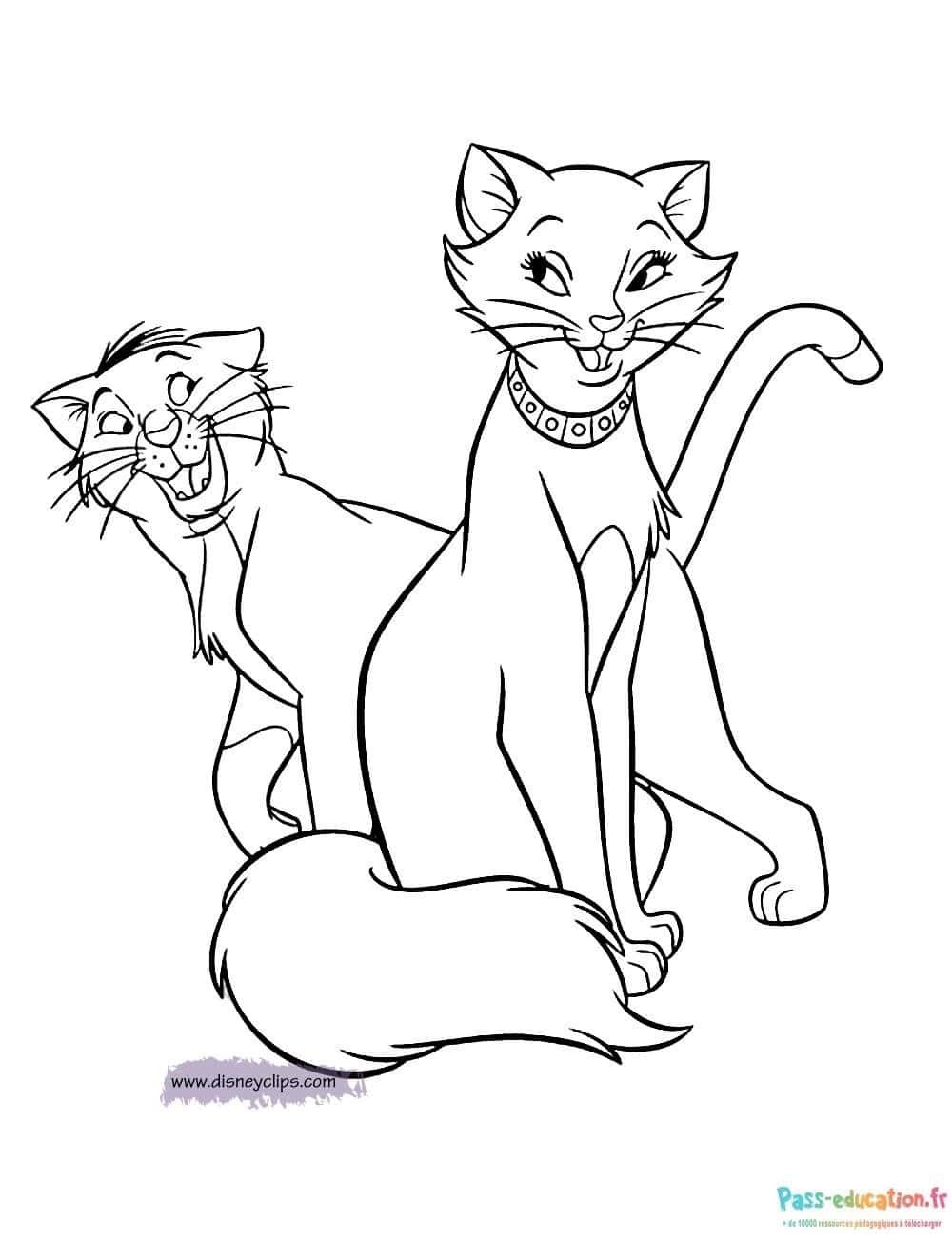 Coloriage Duo de chats élégants à imprimer et colorier