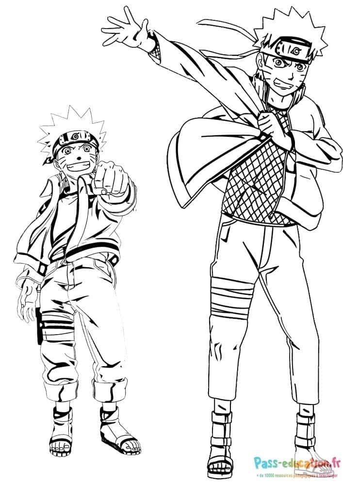 Coloriage Sasuke en action à imprimer et colorier