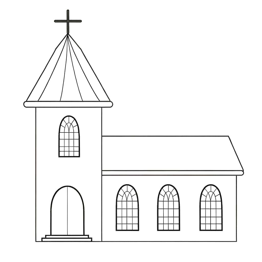 Coloriage Église catholique à imprimer et colorier