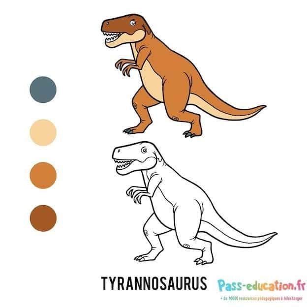Coloriage Tyrannosaure en couleur à imprimer et colorier