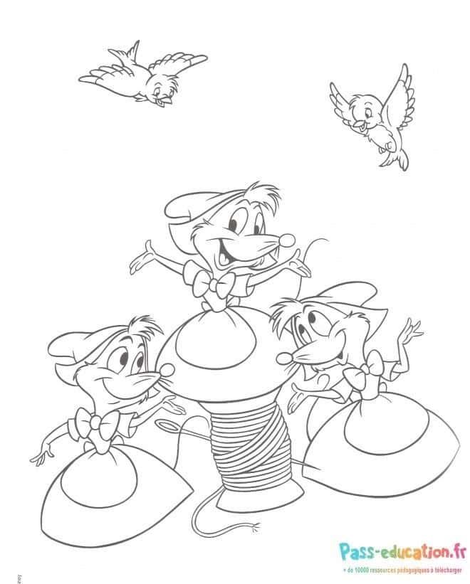Coloriage Souris de Cendrillon à imprimer et colorier