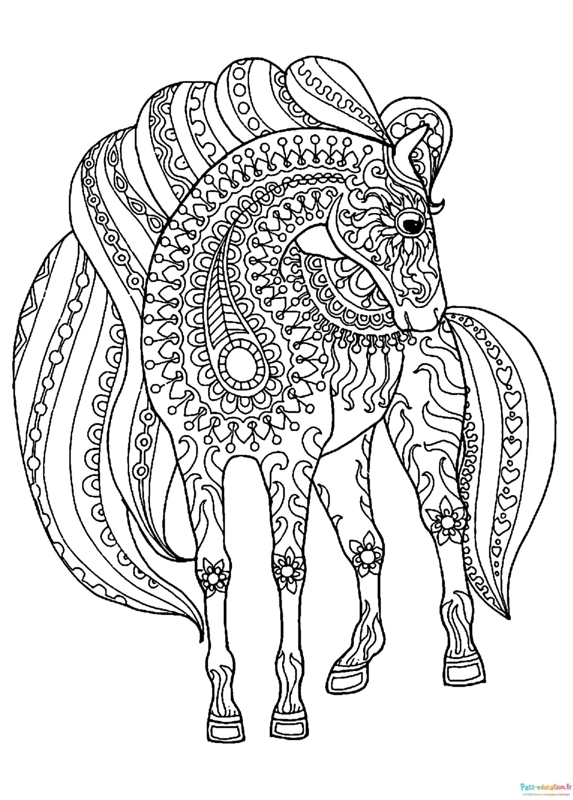 Coloriage Cheval mandala à imprimer et colorier