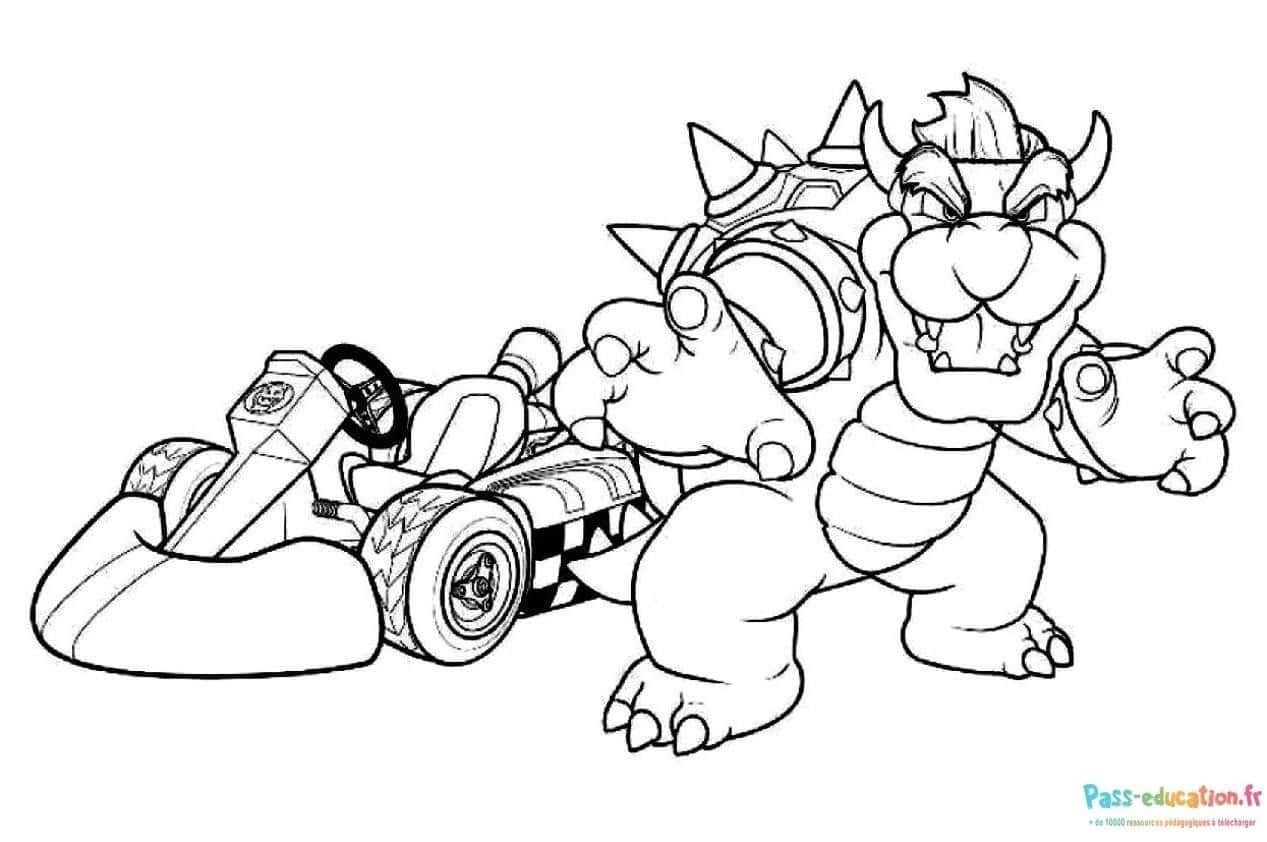 Coloriage Bowser en course à imprimer et colorier
