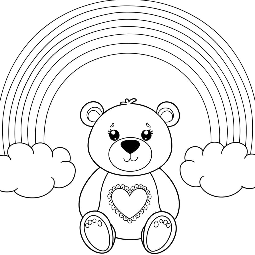 Coloriage Bisounours arc-en-ciel à imprimer et colorier