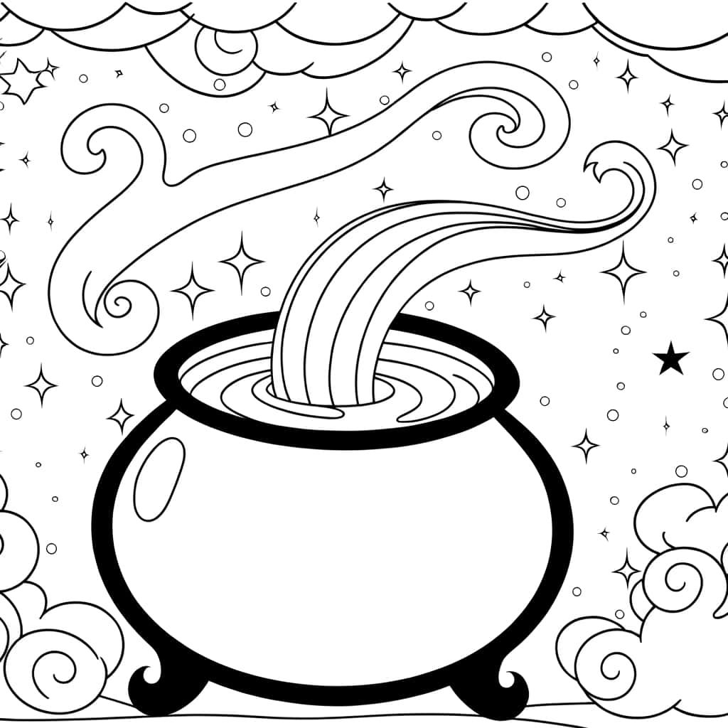 Coloriage Chaudron magique à imprimer et colorier