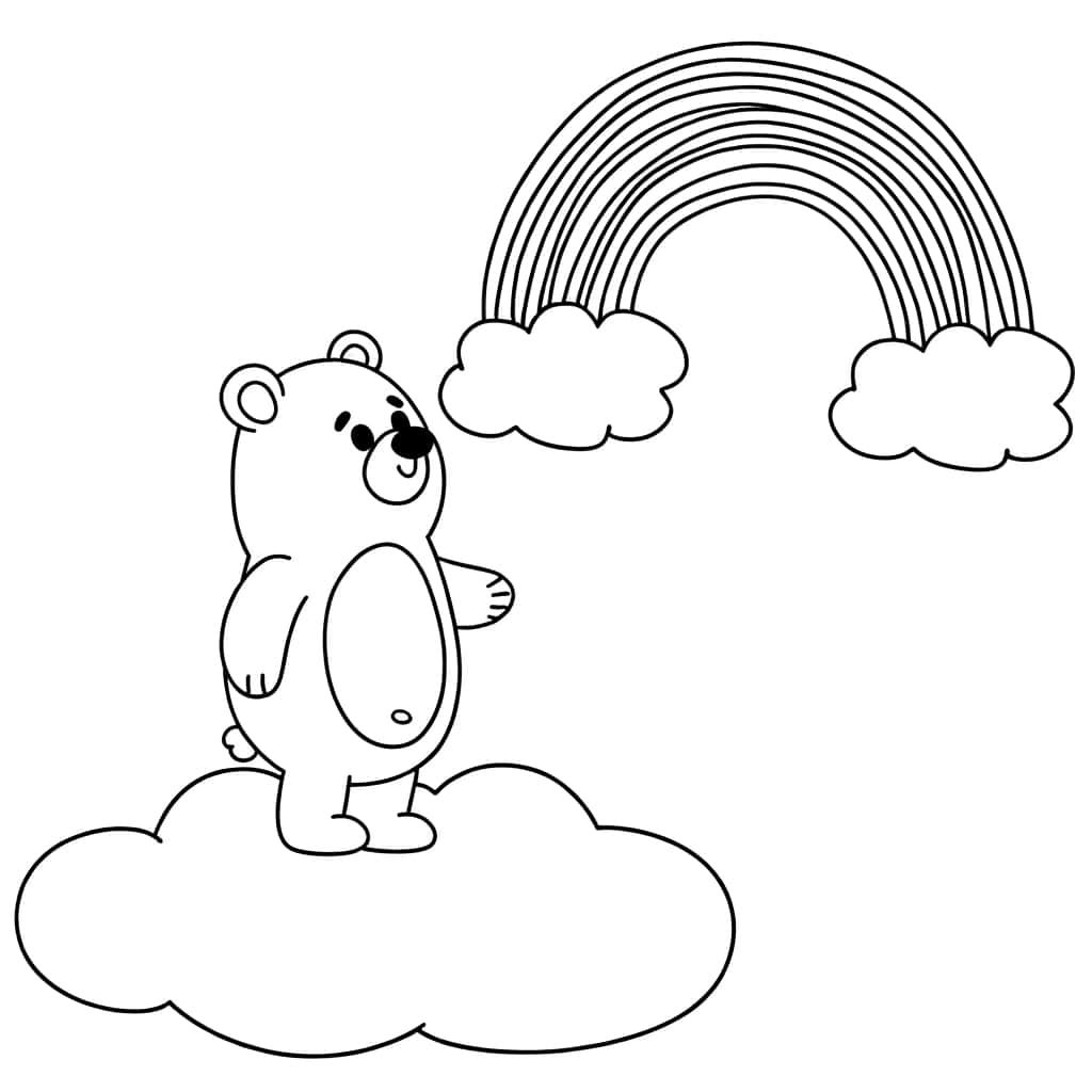 Coloriage Bisounours arc-en-ciel à imprimer et colorier
