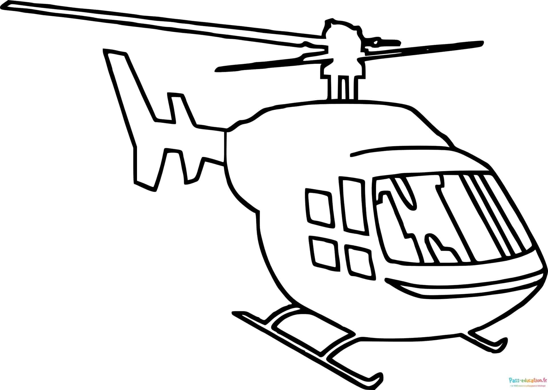 Coloriage Hélicoptère volant à imprimer et colorier