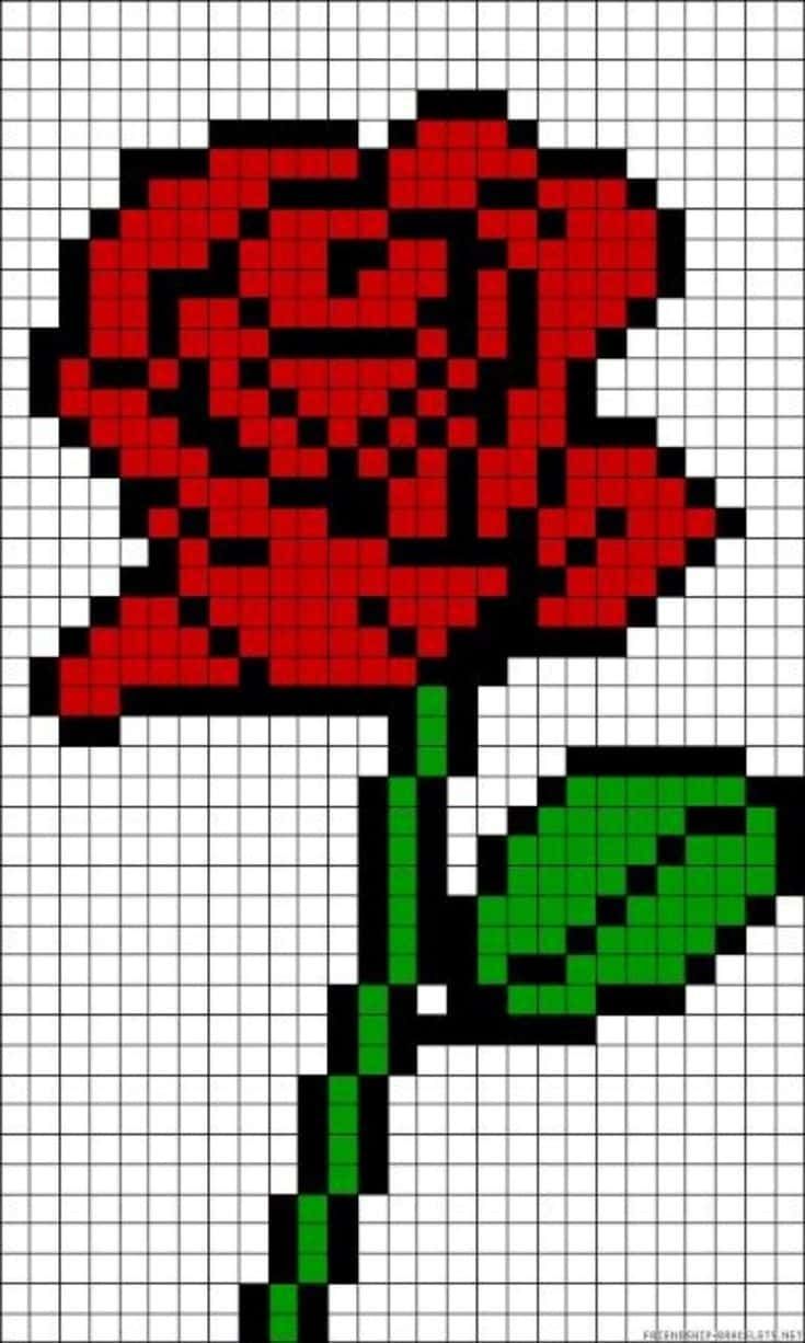 Coloriage Rose pixelisée à imprimer et colorier