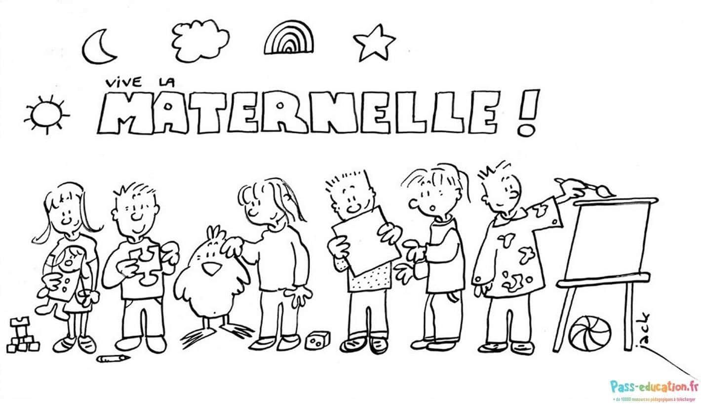 Coloriage Vive la maternelle ! à imprimer et colorier