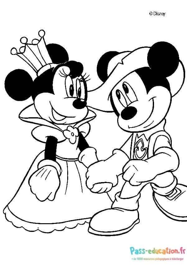 Coloriage Minnie et Mickey à imprimer et colorier