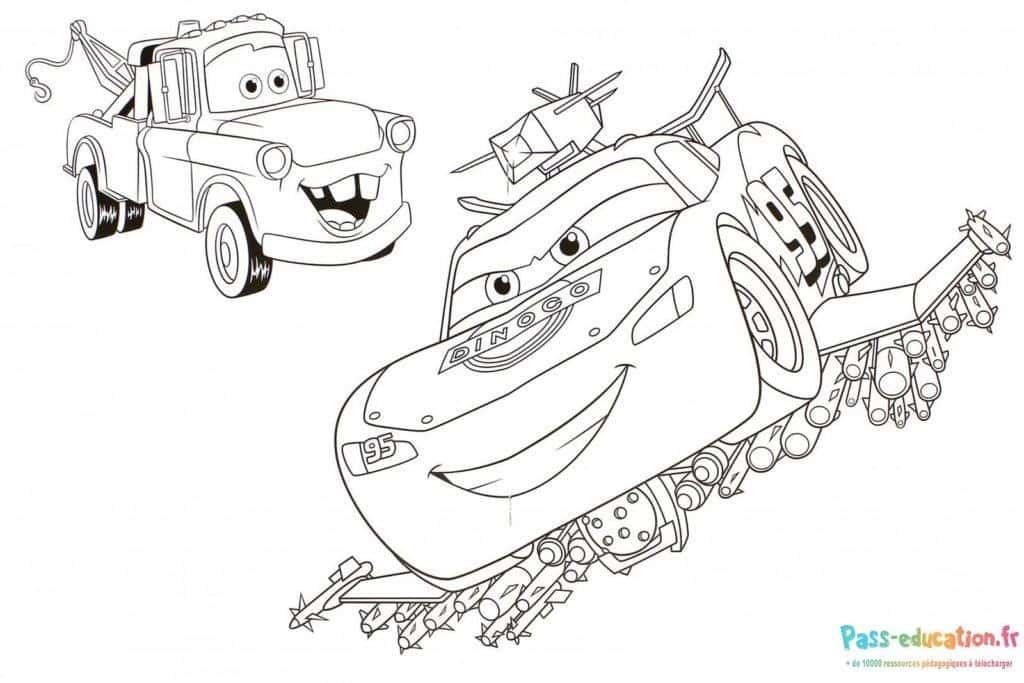 Coloriage Flash Mcqueen et Martin à imprimer et colorier